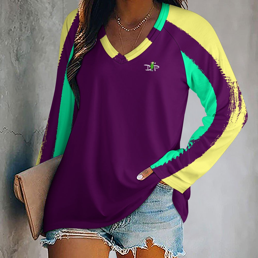 Dizzy Pickle Charlotte Collection Women's Pickleball Long sleeve Double Layered V-Neck Loose Tee