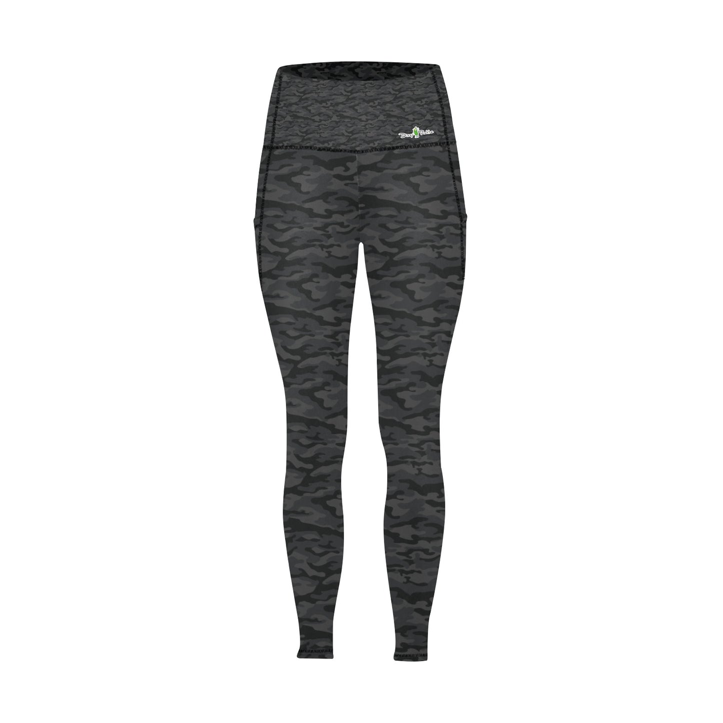 Dizzy Pickle Jan Black_Gray Women's Pickleball Performance Leggings (Ankle Length, High-Waisted, & Two Side Pockets)