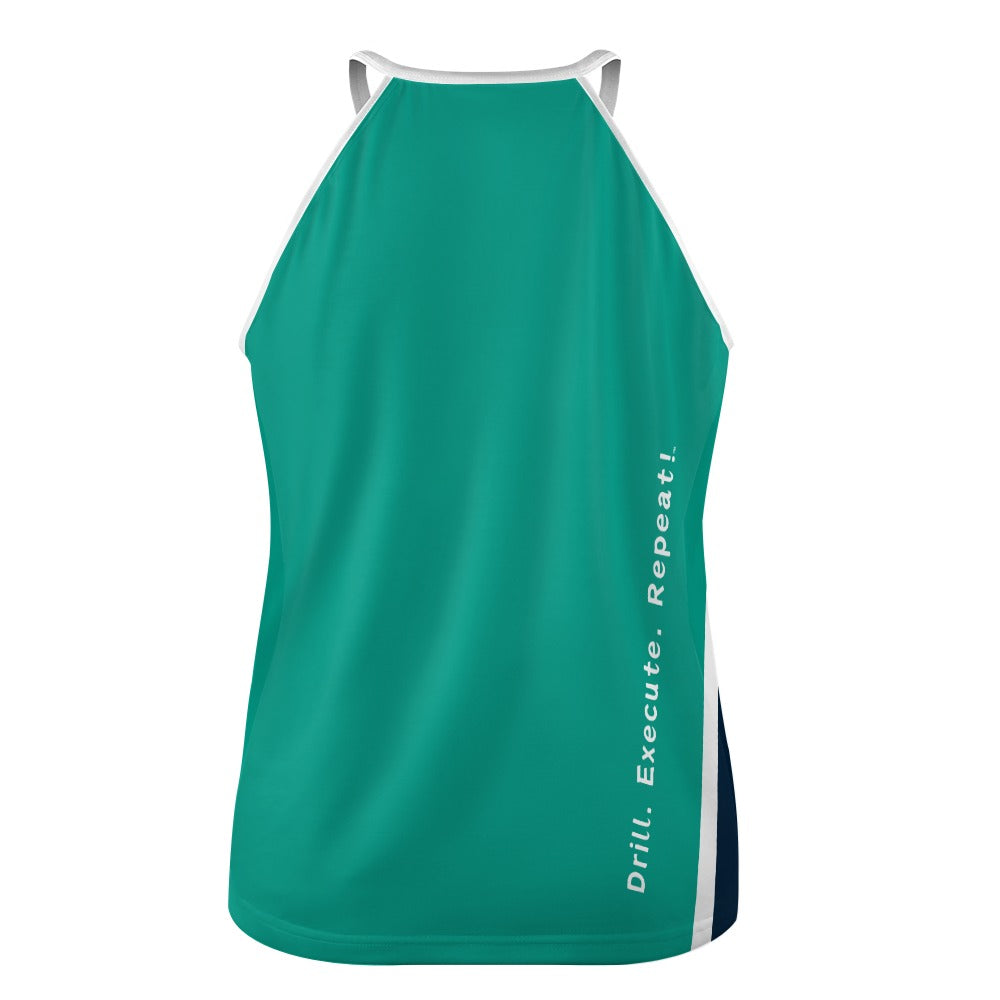 Dizzy Pickle Performance DS Women's Pickleball Sleeveless Crew Neck Vest Light Sea Green Navy Blue