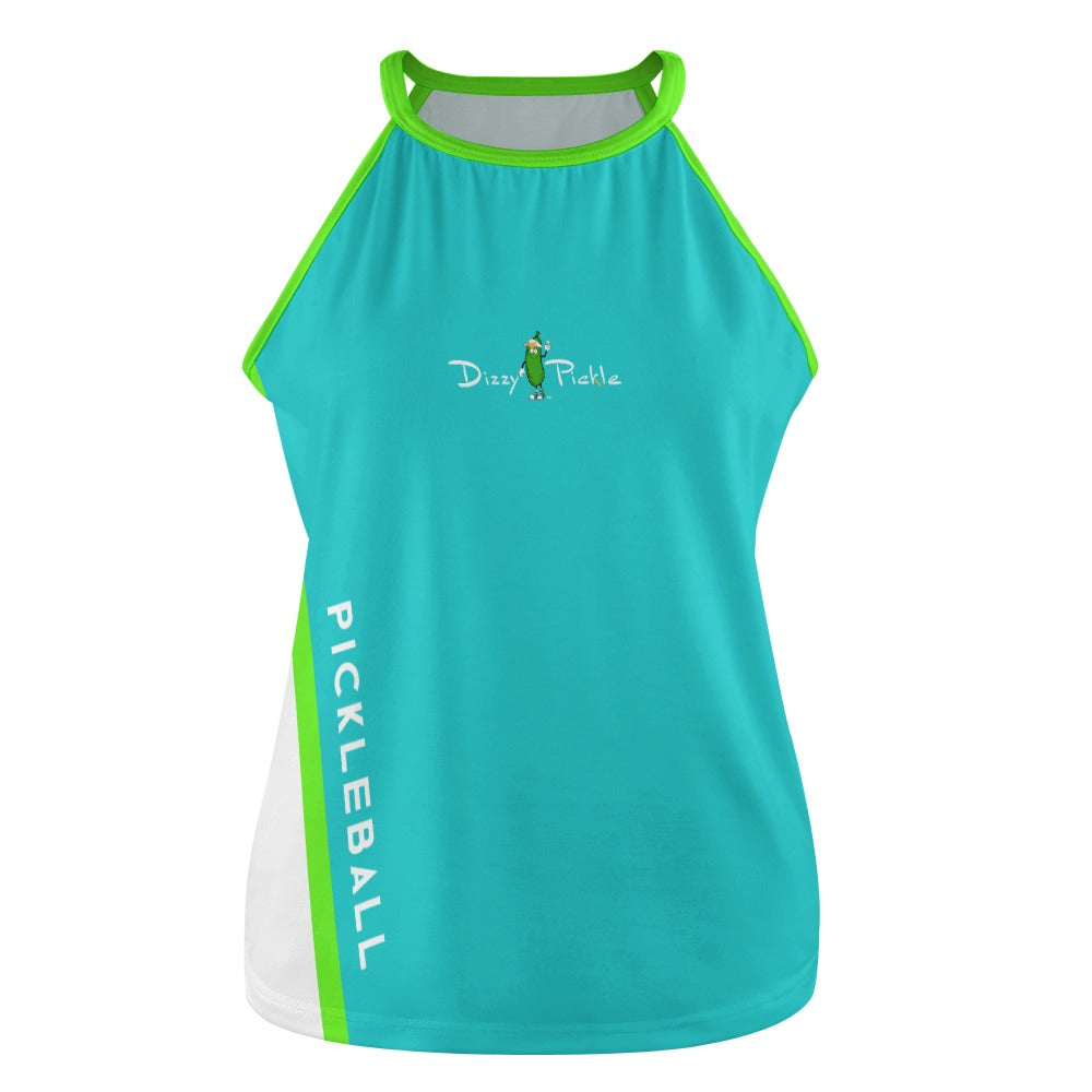 Dizzy Pickle Performance DS Women's Pickleball Sleeveless Crew Neck Vest Cool Teal Lime Green