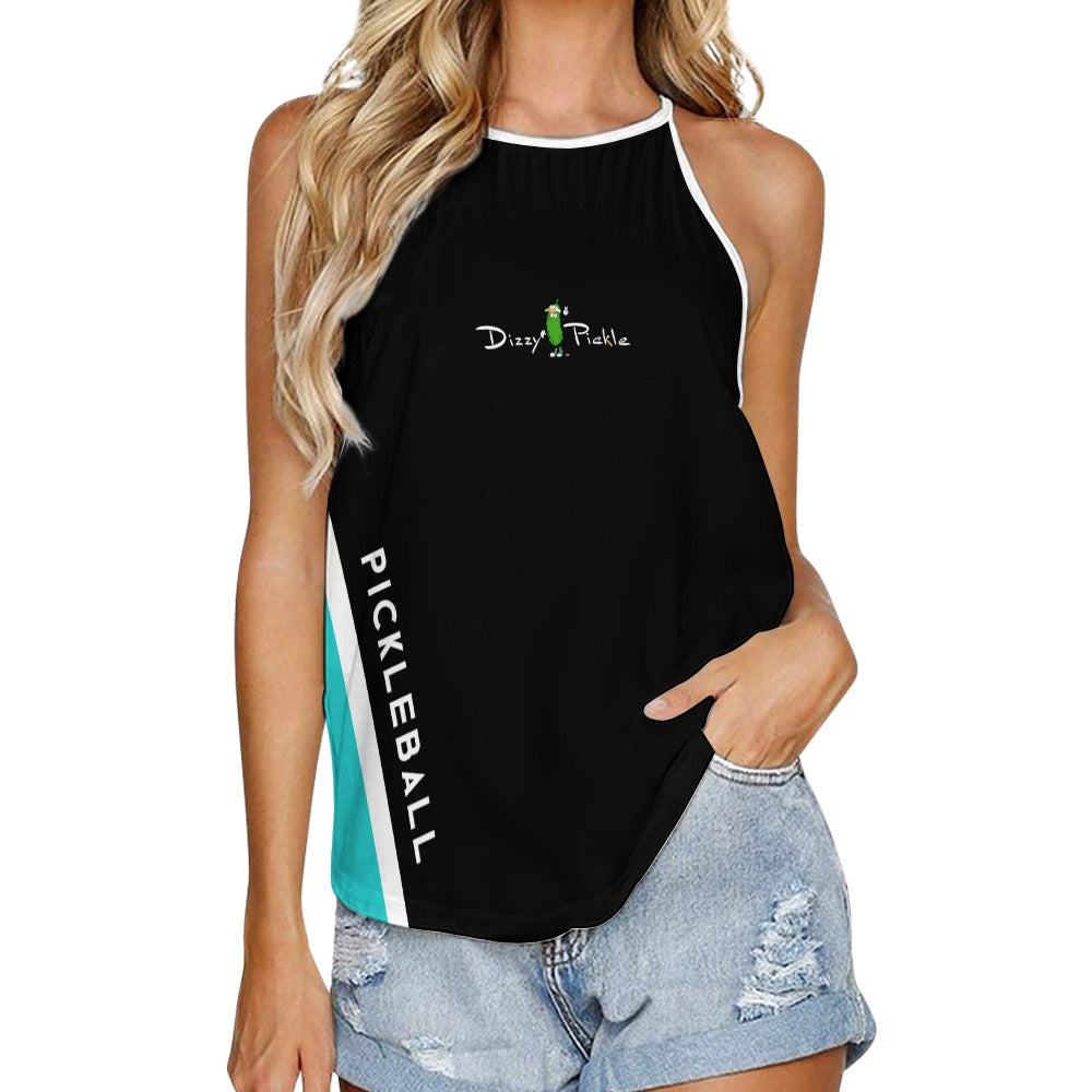 Dizzy Pickle Performance DS Women's Pickleball Sleeveless Crew Neck Vest Black Turquoise