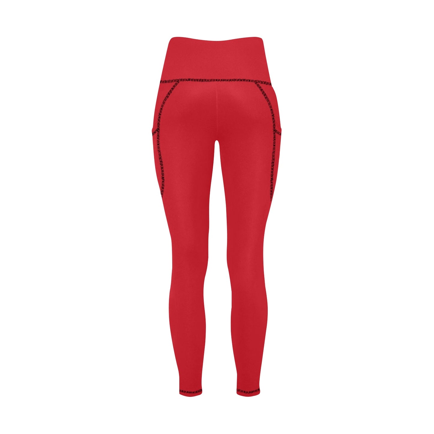 Dizzy Pickle DZY P Classic Red Women's Pickleball Performance Leggings (Ankle Length, High-Waisted, & Two Side Pockets)