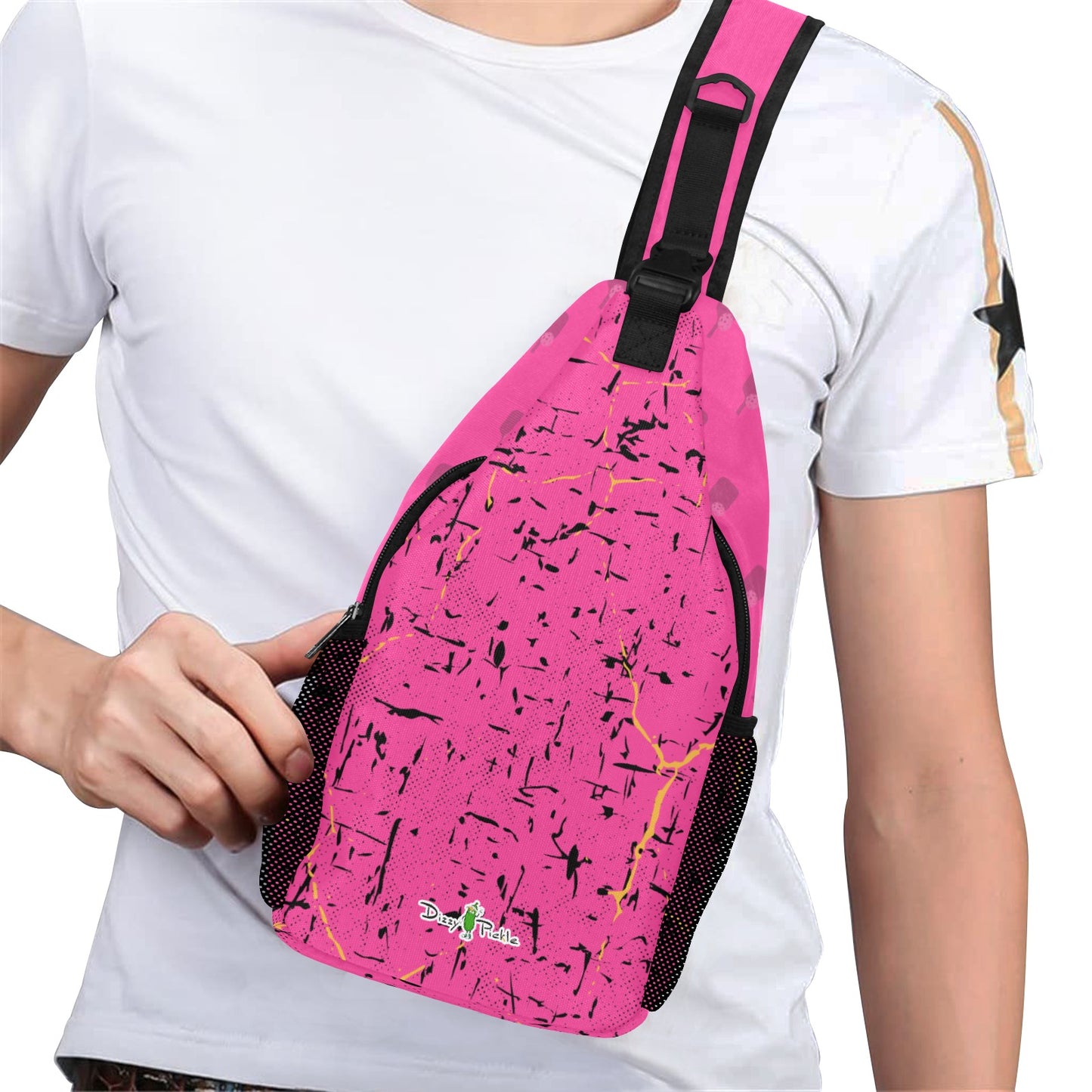 Dizzy Pickle Lynne Pink Pickleball Grab-N-Go Crossbody Casual Chest Bag