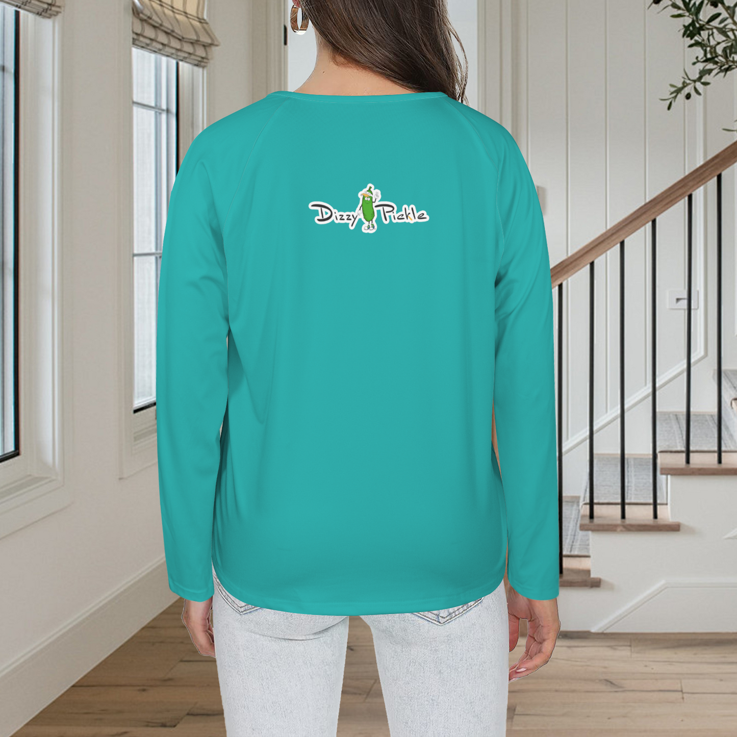 Three Button Long Sleeve Cool Teal