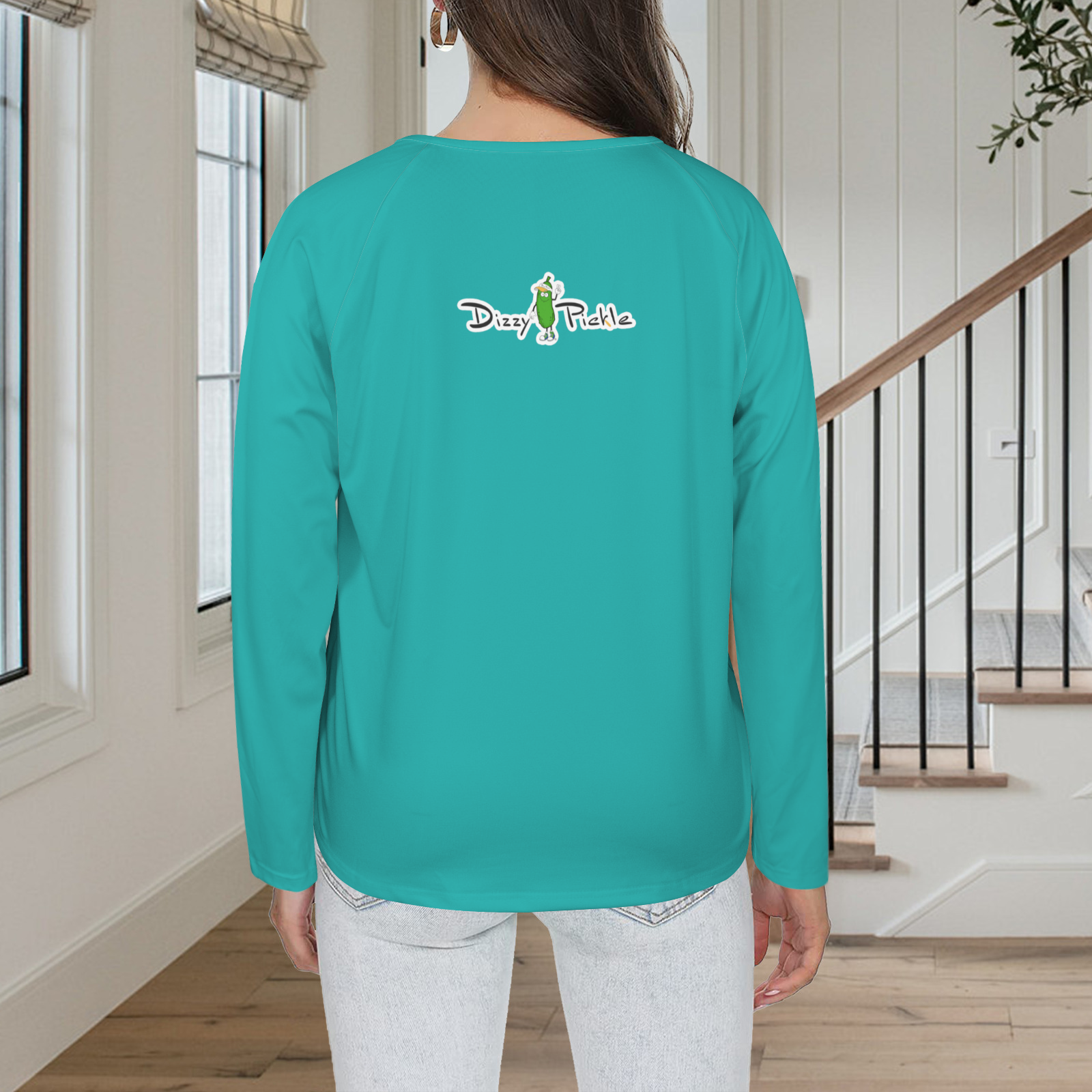 Three Button Long Sleeve Cool Teal