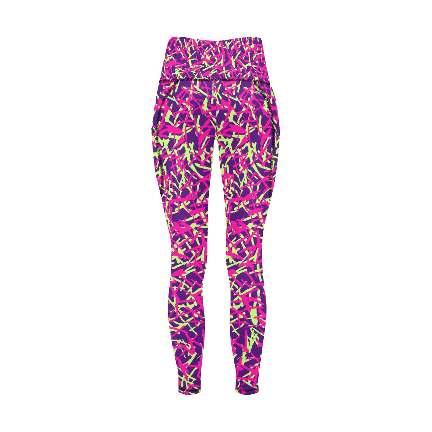 Dizzy Pickle Lesia PPG Confetti Women's Pickleball Performance Leggings (Ankle Length, High-Waisted, & Two Side Pockets)