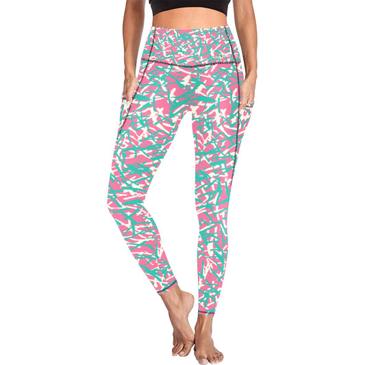 Dizzy Pickle Lesia PSC Confetti Women's Pickleball Performance Leggings (Ankle Length, High-Waisted, & Two Side Pockets)