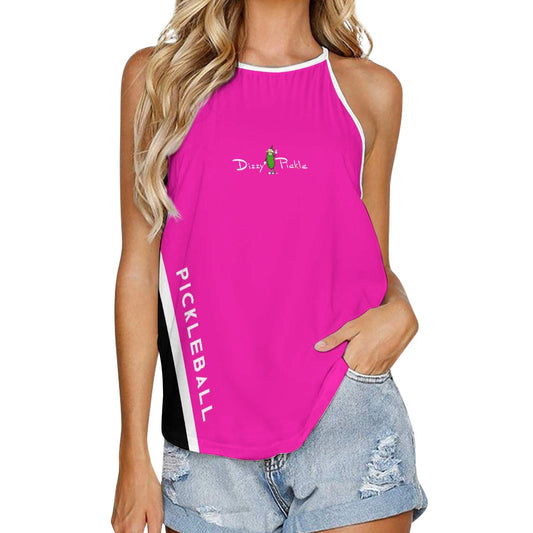 Dizzy Pickle Performance DS Women's Pickleball Sleeveless Crew Neck Vest Hot Pink Black