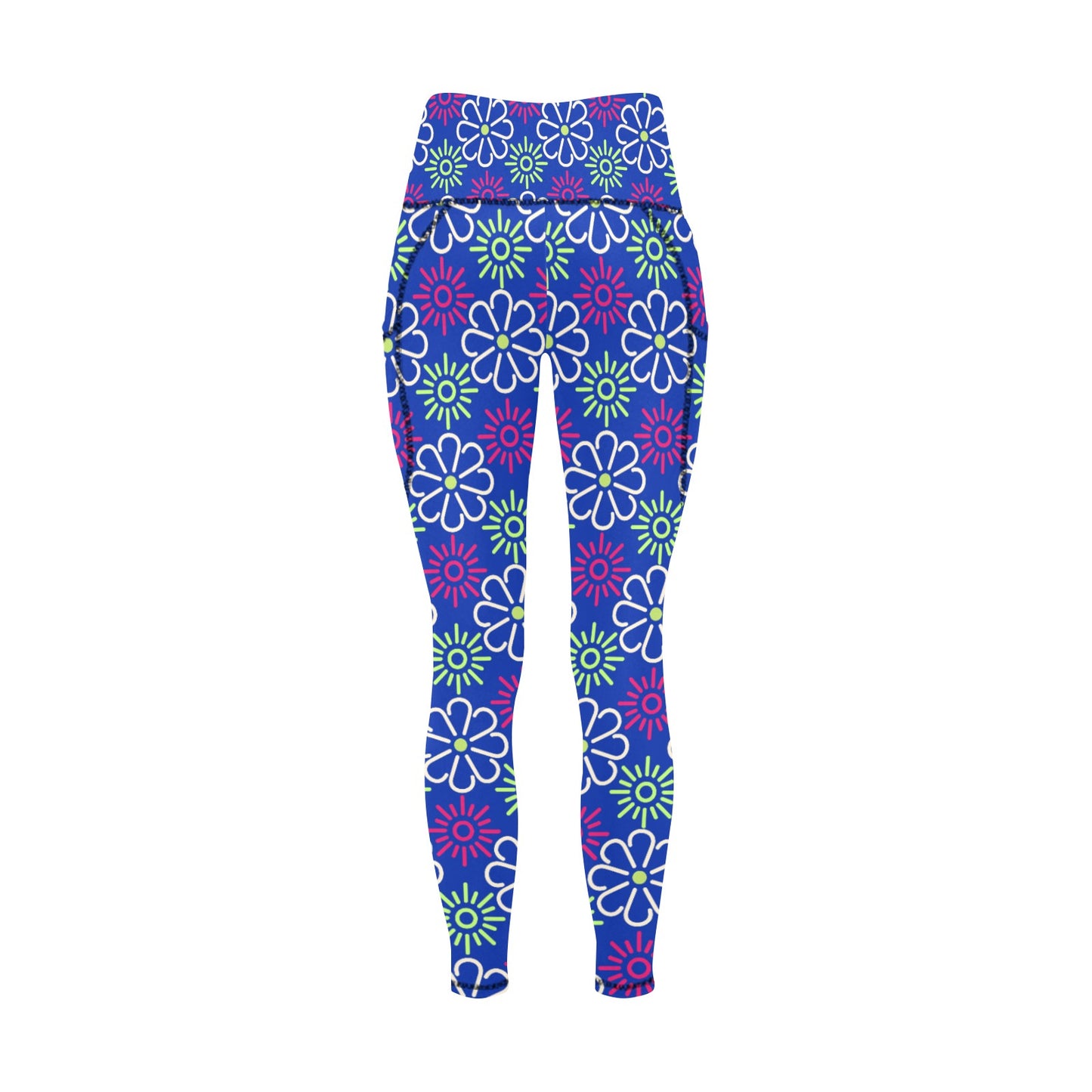 Dizzy Pickle April Royal Blue Women's Pickleball Performance Leggings (Ankle Length, High-Waisted, & Two Side Pockets)