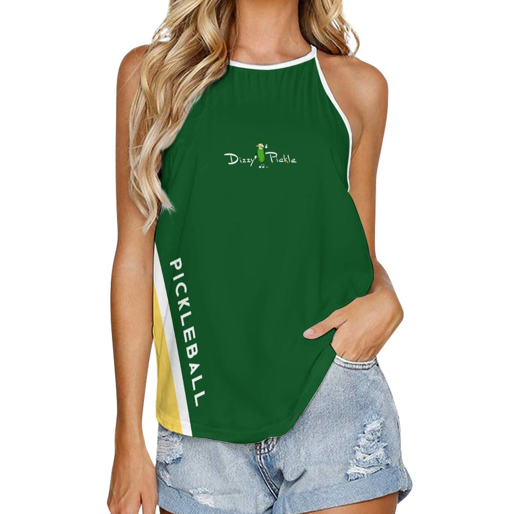 Dizzy Pickle Performance DS Women's Pickleball Sleeveless Crew Neck Vest Dark Green Yellow