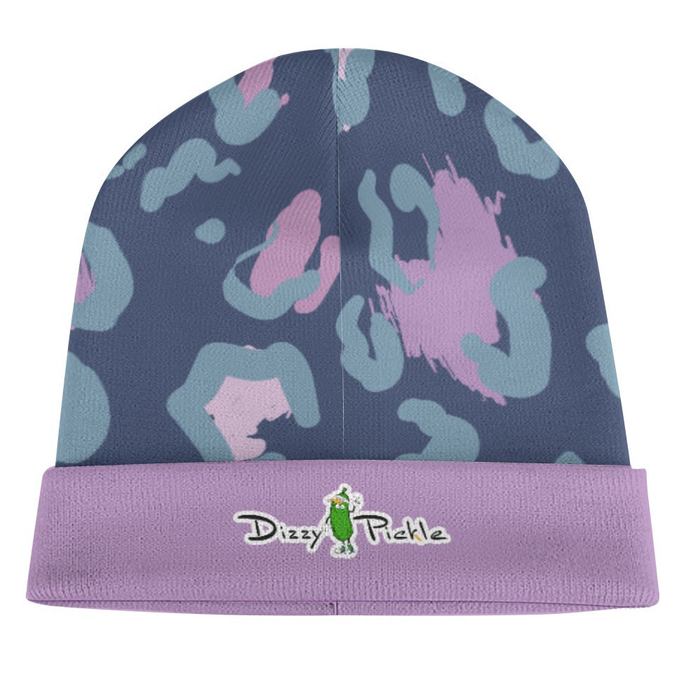 Dizzy Pickle Laura Dark Teal Animal Print One-Size Knitted Beanie