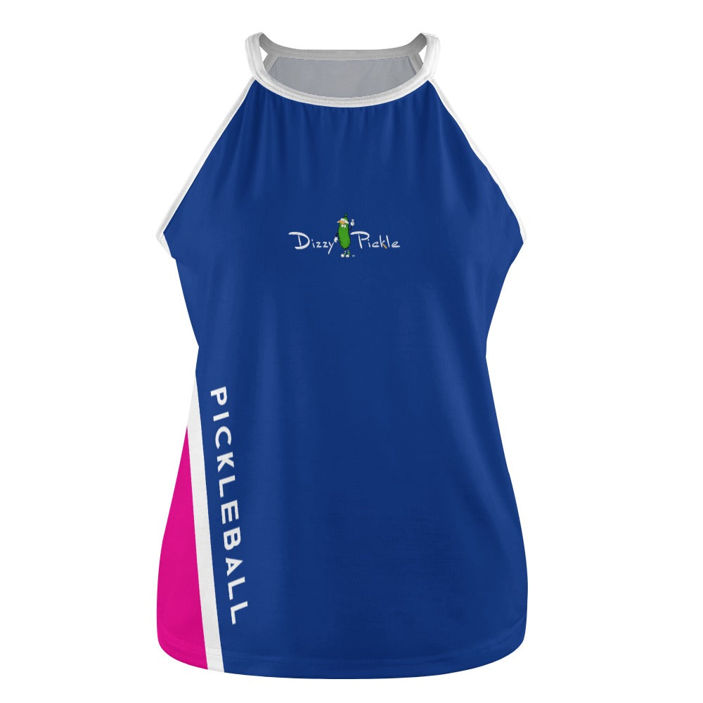 Dizzy Pickle Performance DS Women's Pickleball Sleeveless Crew Neck Vest Dark Slate Blue Fuchsia