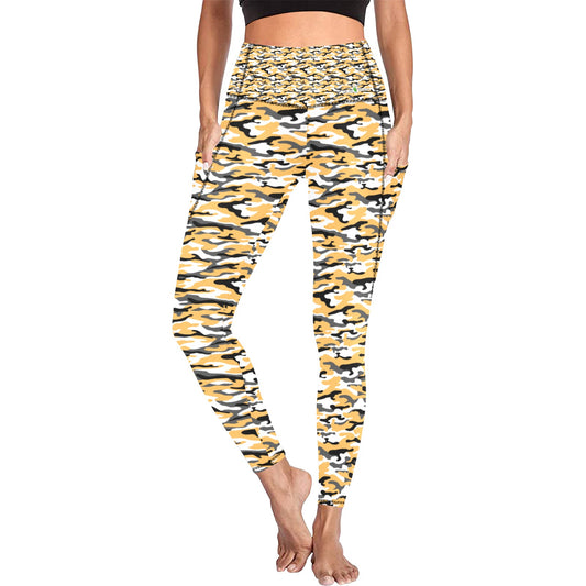 Dizzy Pickle Jan Gold Women's Pickleball Performance Leggings (Ankle Length, High-Waisted, & Two Side Pockets)