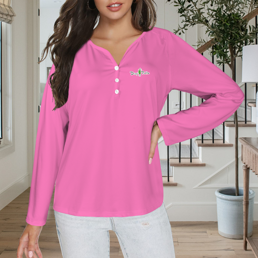 Three Button Long Sleeve Pink