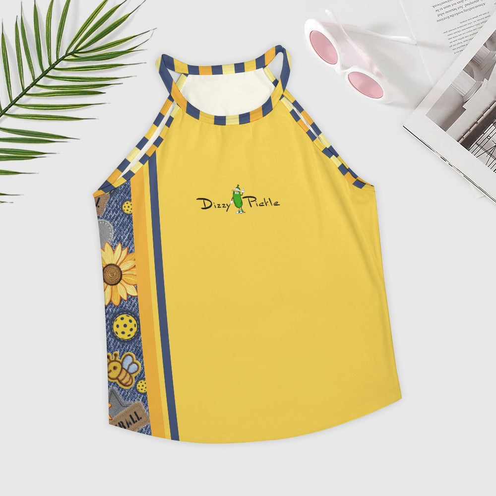 Dizzy Pickle Amy Sunflowers Yellow Women's Pickleball Crew Neck Vest