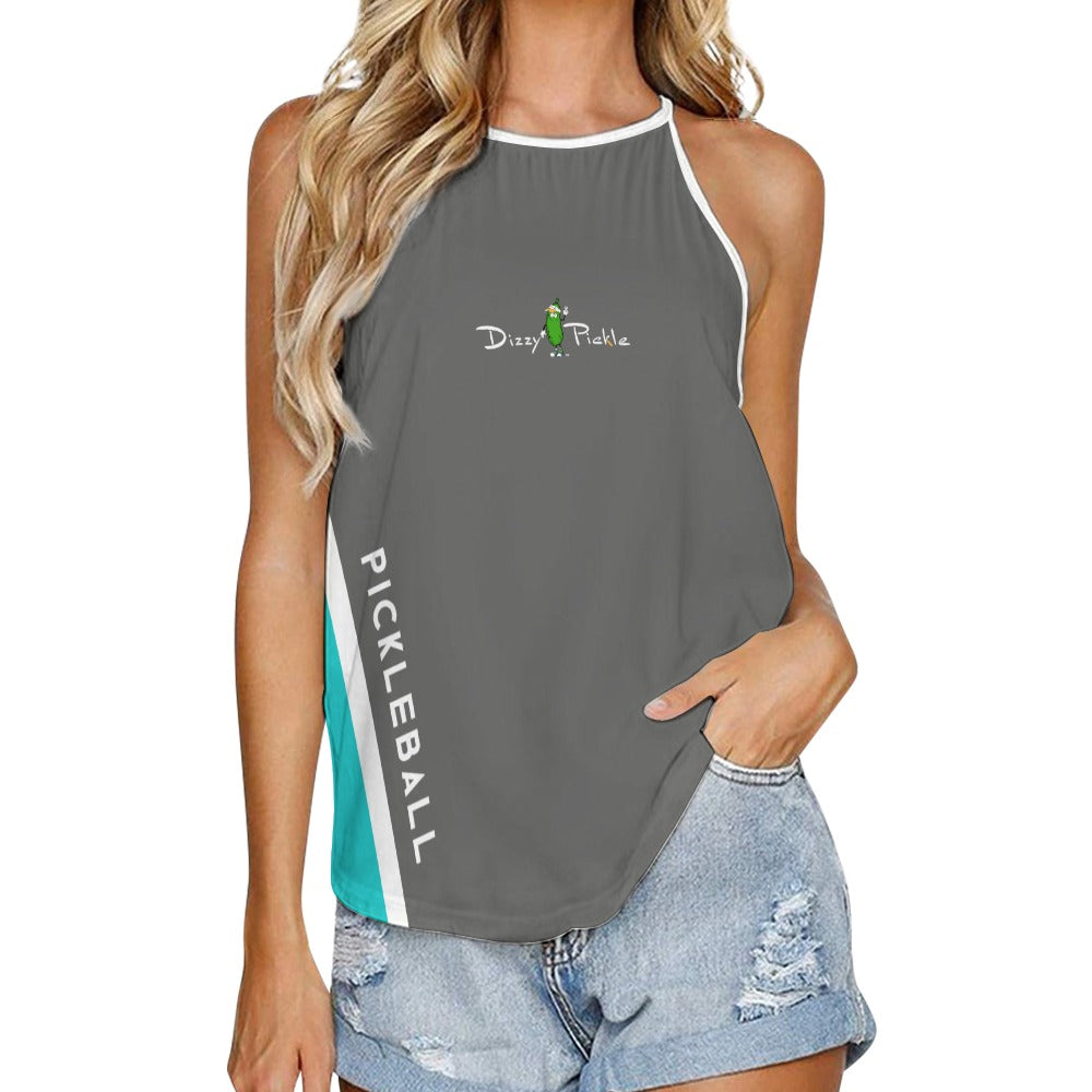 Dizzy Pickle Performance DS Women's Pickleball Sleeveless Crew Neck Vest Gray Turquoise