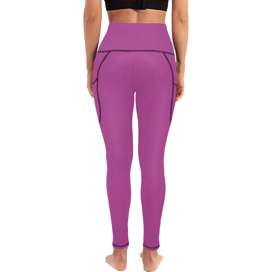 Dizzy Pickle DZY P Classic Magenta Women's Pickleball Performance Leggings (Ankle Length, High-Waisted, & Two Side Pockets)