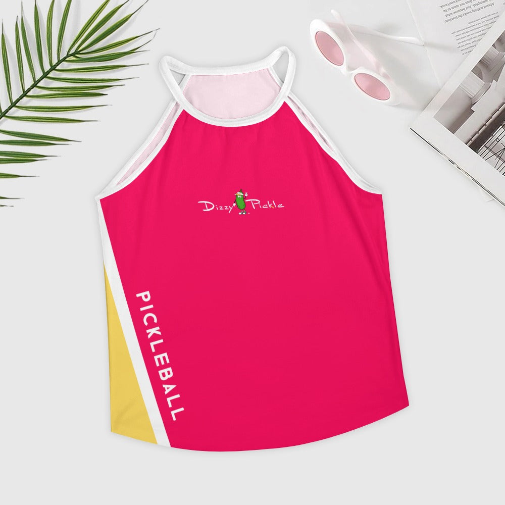 Dizzy Pickle Performance DS Women's Pickleball Sleeveless Crew Neck Vest Watermelon Pink Yellow