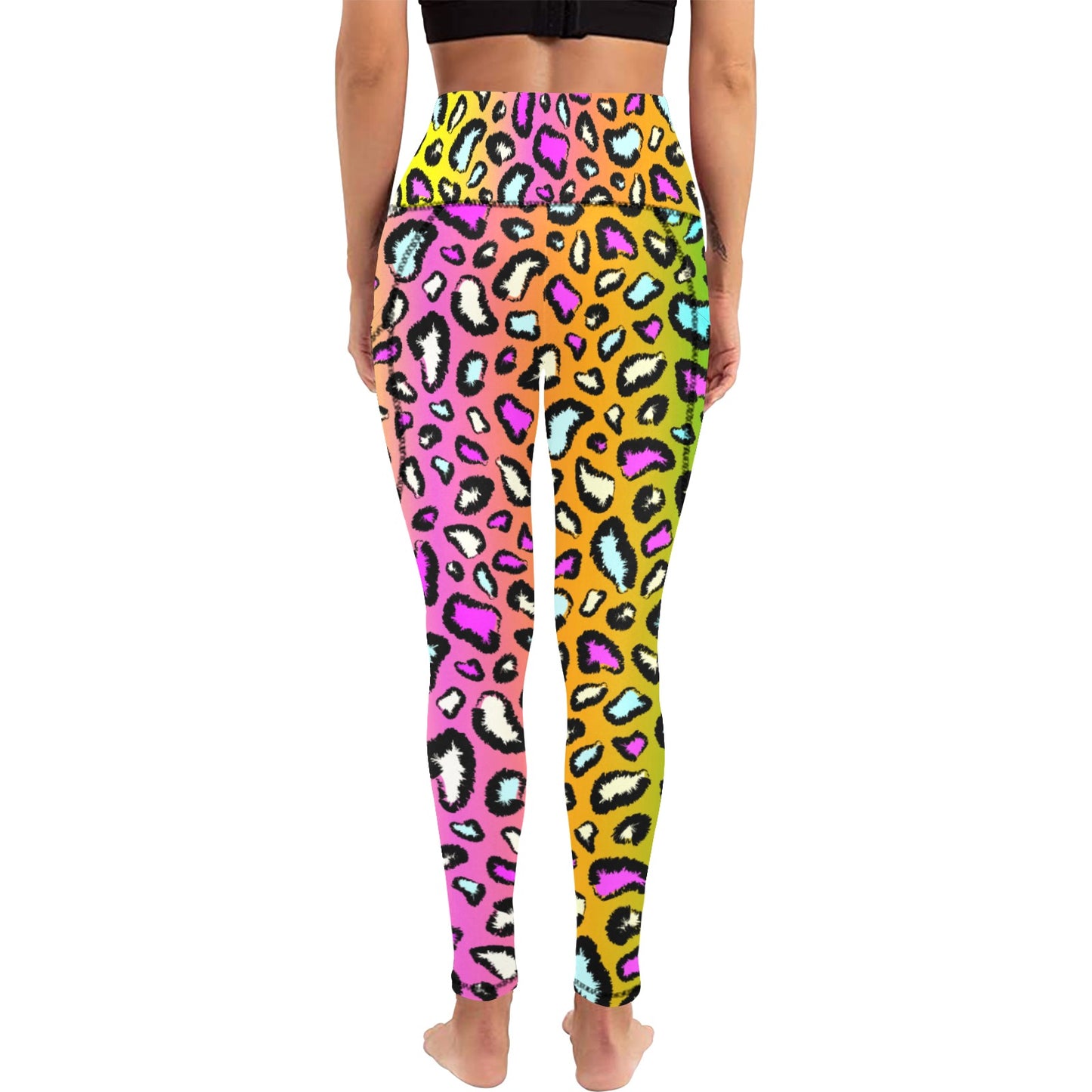 Dizzy Pickle Amber Rainbow Women's Pickleball Performance Leggings (Ankle Length, High-Waisted, & Two Side Pockets)