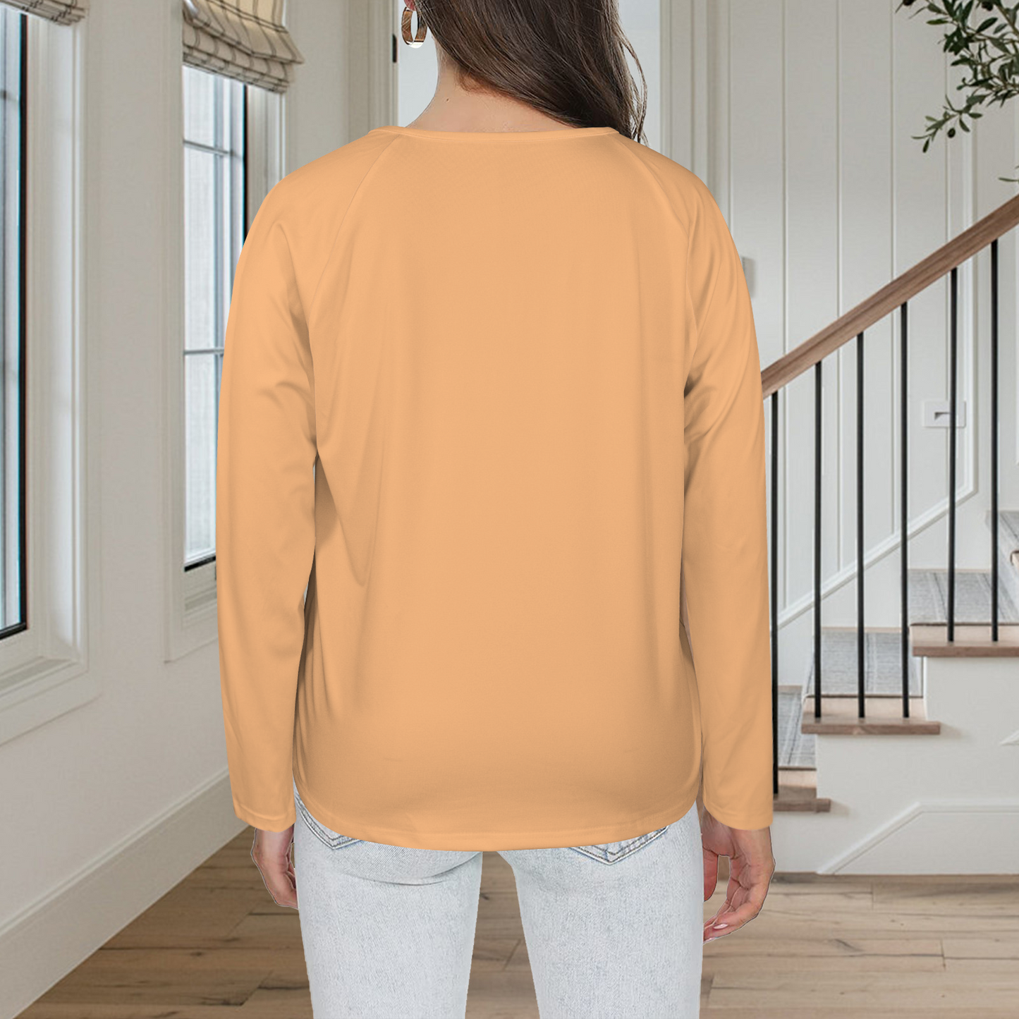 Three Button Long Sleeve Peach