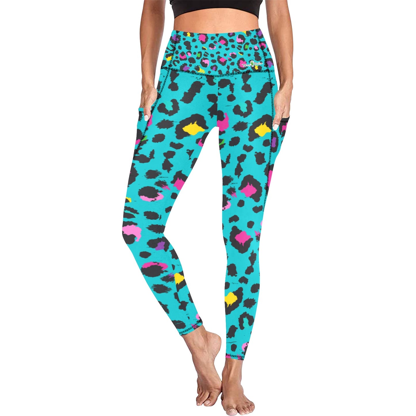 Dizzy Pickle Amber Cool Teal  Women's Pickleball Performance Leggings (Ankle Length, High-Waisted, & Two Side Pockets)