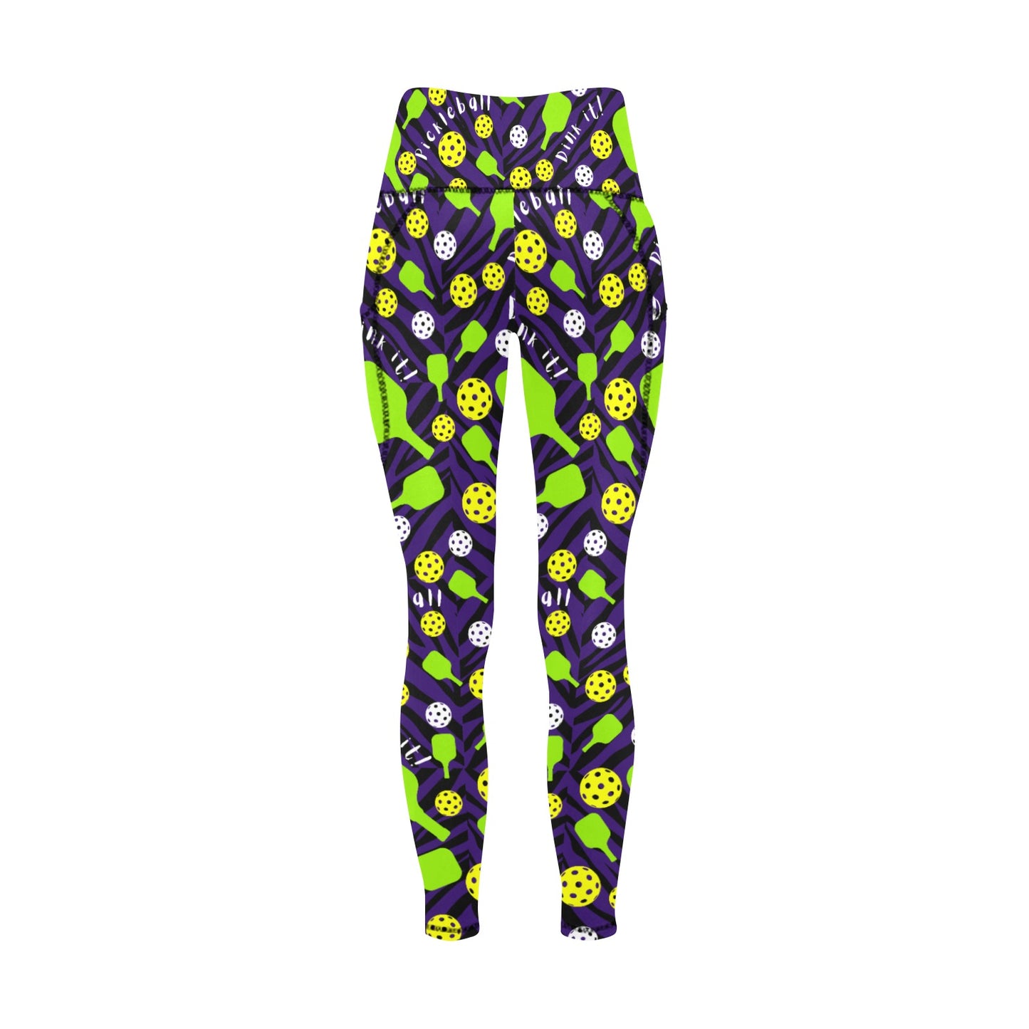 Dizzy Pickle Dinking Diva BG Women's Pickleball Performance Leggings (Ankle Length, High-Waisted, & Two Side Pockets)