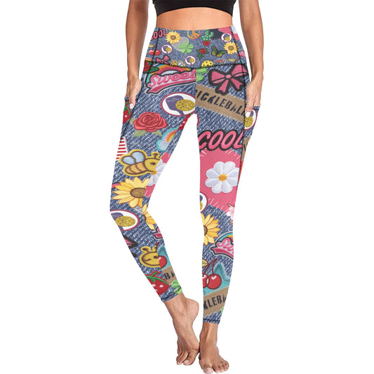 Dizzy Pickle Amy Patches Women's Pickleball Performance Leggings (Ankle Length, High-Waisted, & Two Side Pockets)