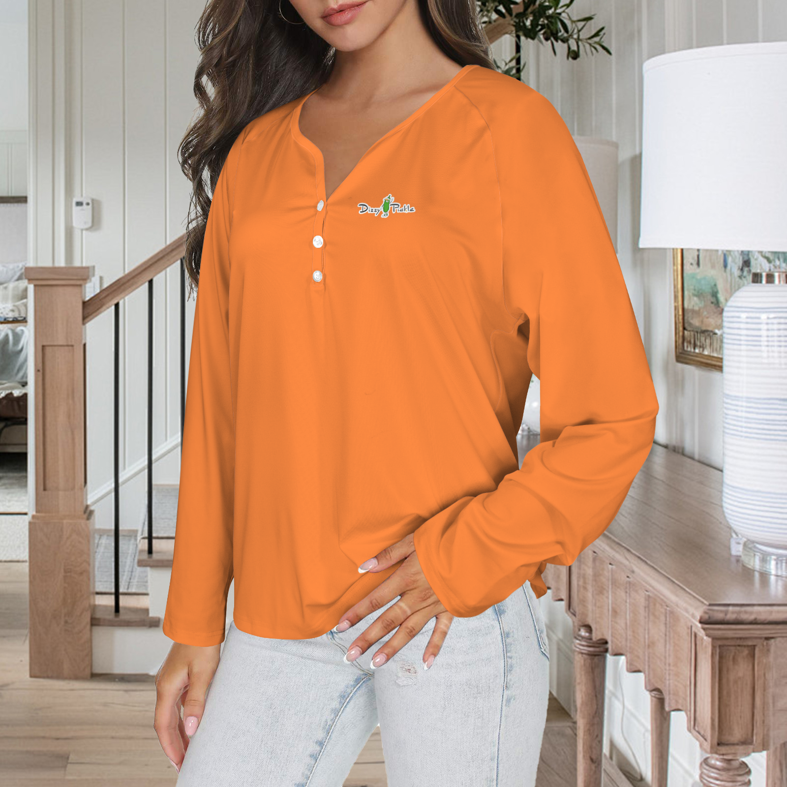 Three Button Long Sleeve Orange