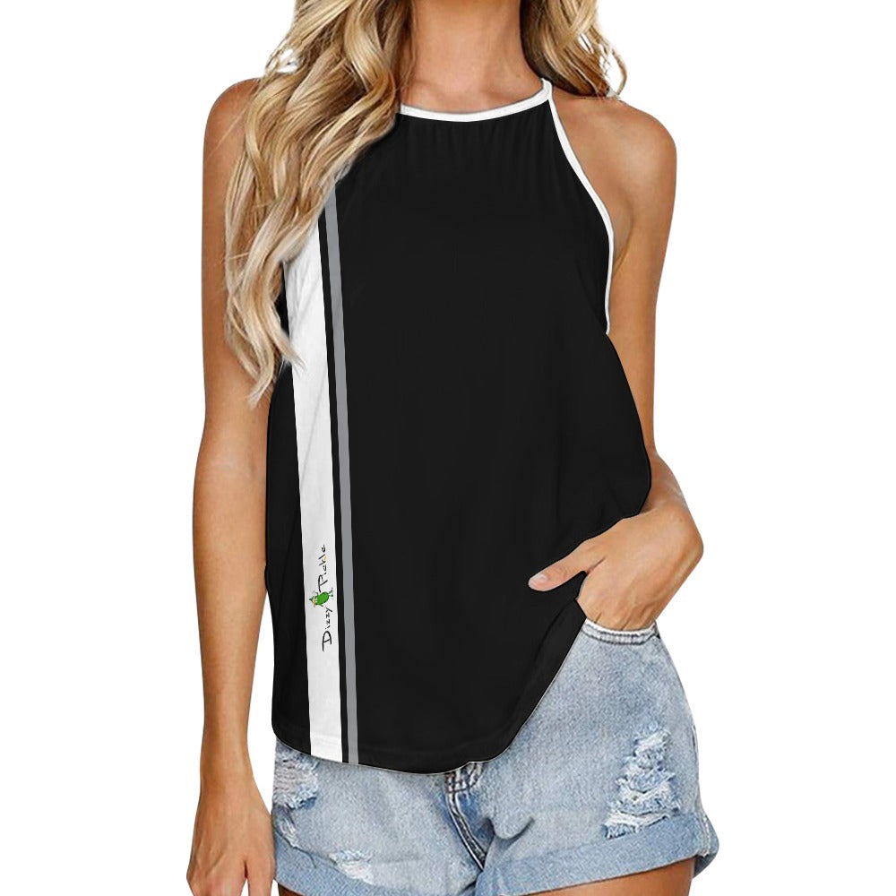 Dizzy Pickle Lesia BGW Racing Stripes Women's Pickleball Sleeveless Crew Neck Vest Black