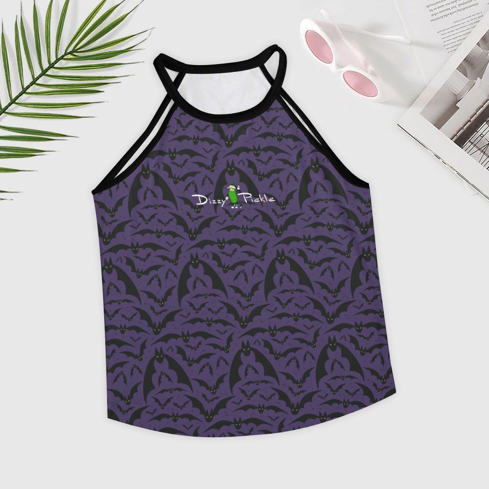 Dizzy Pickle Halloween 103132 Purple Bats Women's Pickleball Crew Neck Vest