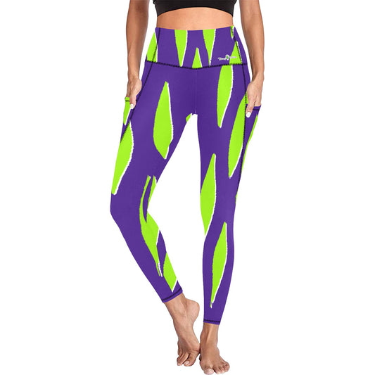 Dizzy Pickle Dinking Diva BG Drips Women's Pickleball Performance Leggings (Ankle Length, High-Waisted, & Two Side Pockets)