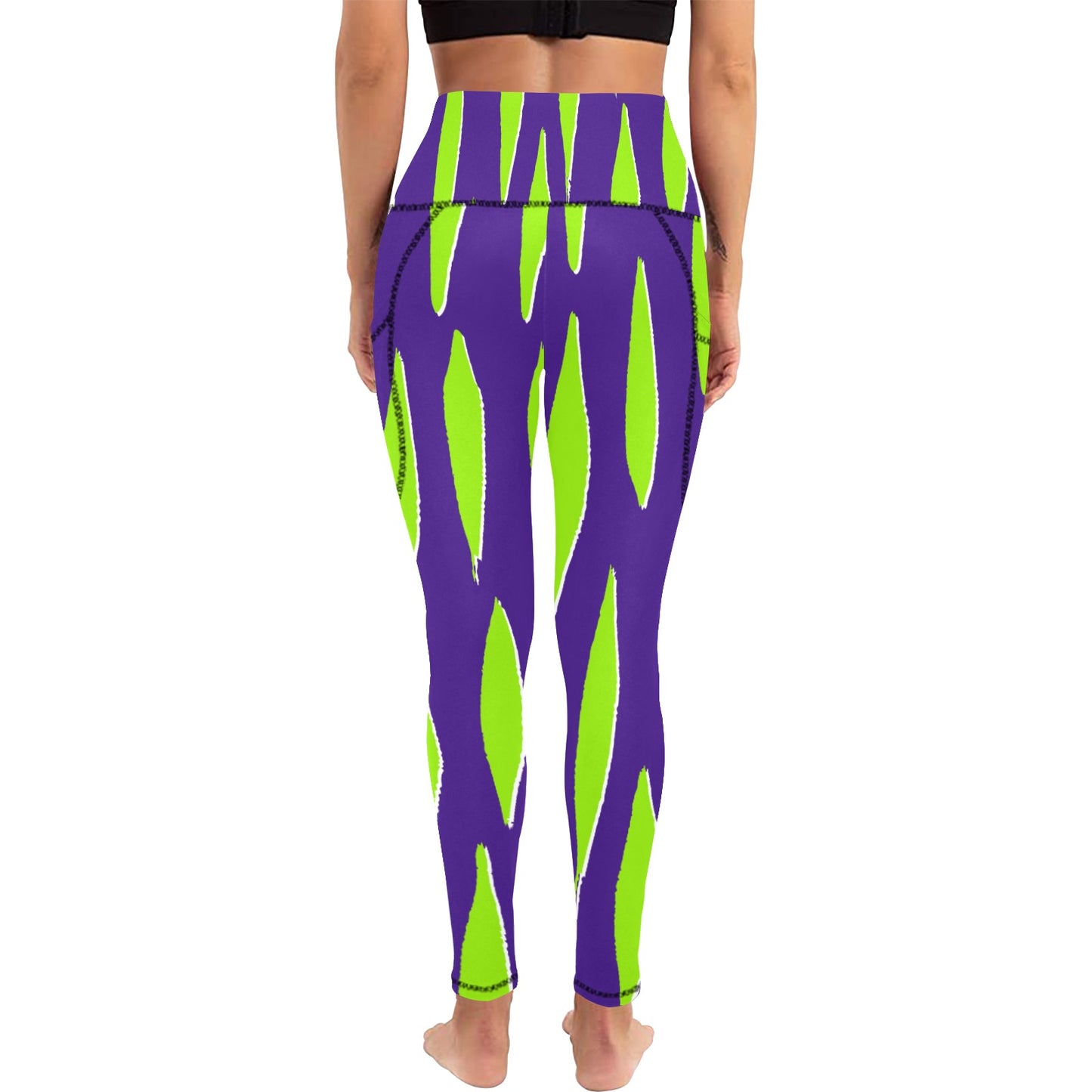 Dizzy Pickle Dinking Diva BG Drips Women's Pickleball Performance Leggings (Ankle Length, High-Waisted, & Two Side Pockets)