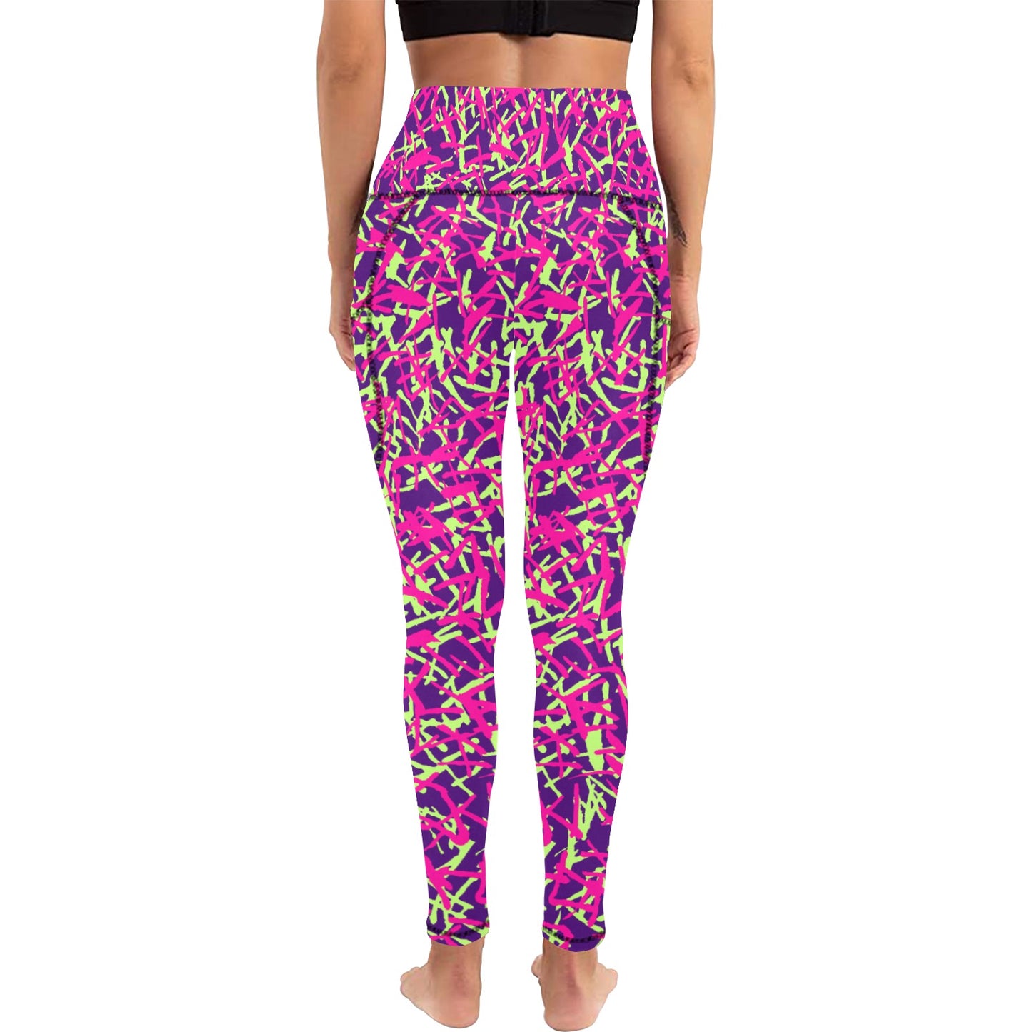 Dizzy Pickle Lesia PPG Confetti Women's Pickleball Performance Leggings (Ankle Length, High-Waisted, & Two Side Pockets)