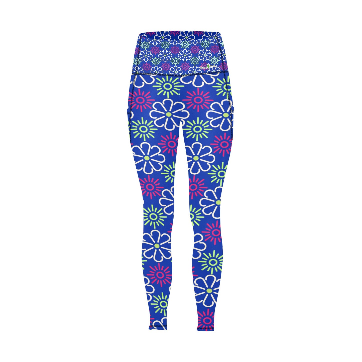 Dizzy Pickle April Royal Blue Women's Pickleball Performance Leggings (Ankle Length, High-Waisted, & Two Side Pockets)