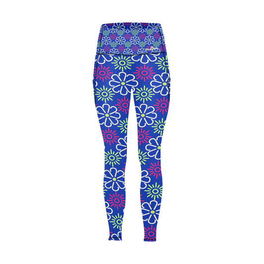 Dizzy Pickle April Blue Women's Pickleball Performance Leggings (Ankle Length, High-Waisted, & Two Side Pockets)