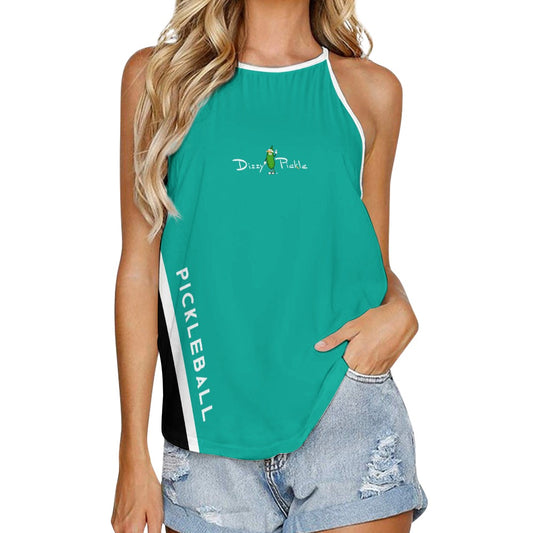 Dizzy Pickle Performance DS Women's Pickleball Sleeveless Crew Neck Vest Light Sea Green Black