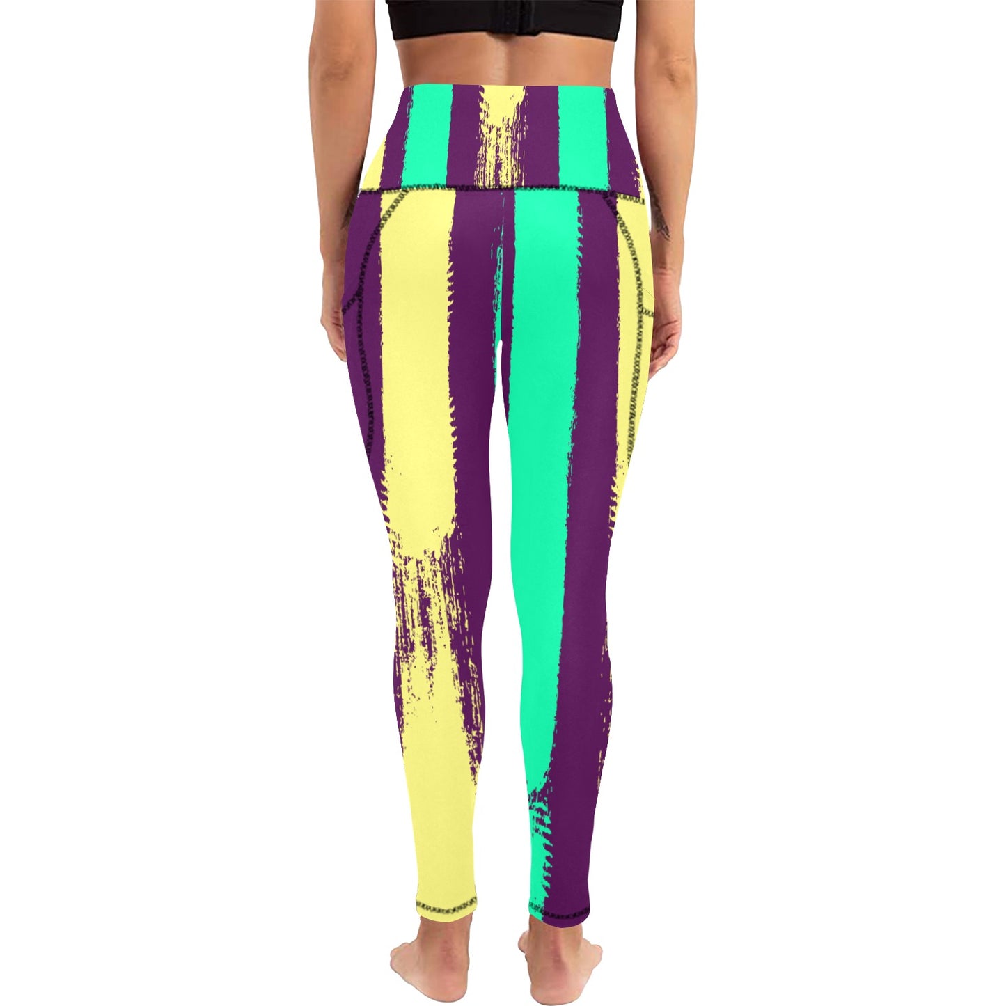 Dizzy Pickle Charlotte Stripes Women's Pickleball Performance Leggings (Ankle Length, High-Waisted, & Two Side Pockets)