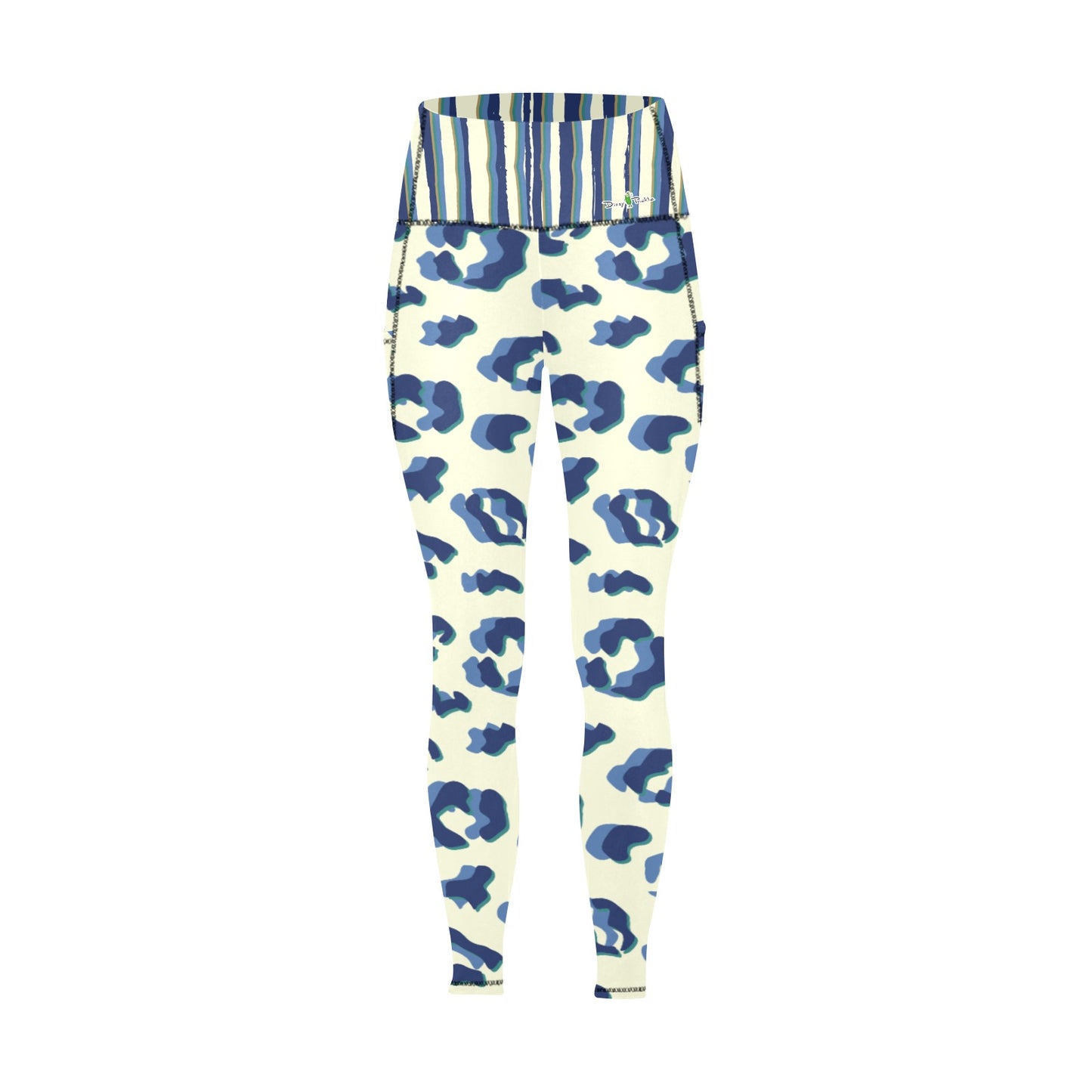 Dizzy Pickle Anne Leopard Women's Pickleball Performance Leggings (Ankle Length, High-Waisted, & Two Side Pockets)