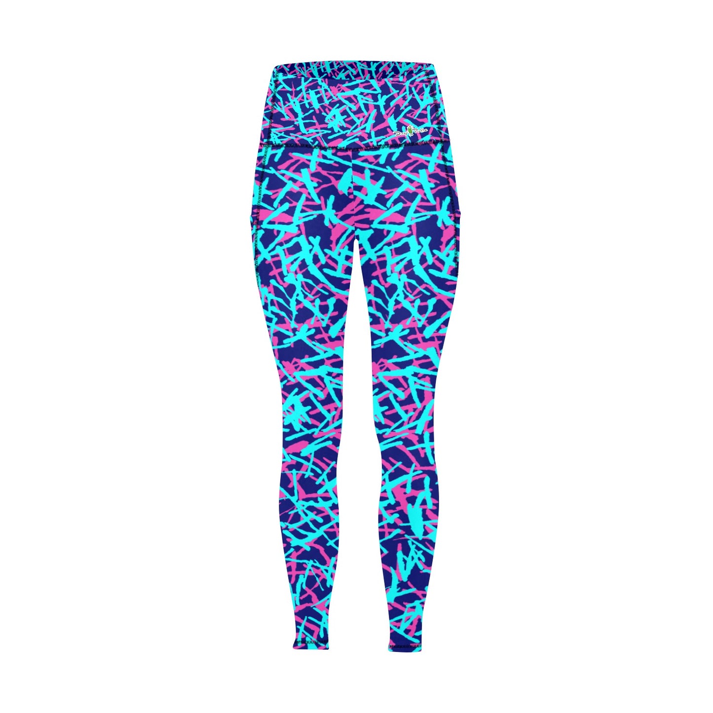 Dizzy Pickle Lesia BBP Confetti Women's Pickleball Performance Leggings (Ankle Length, High-Waisted, & Two Side Pockets)