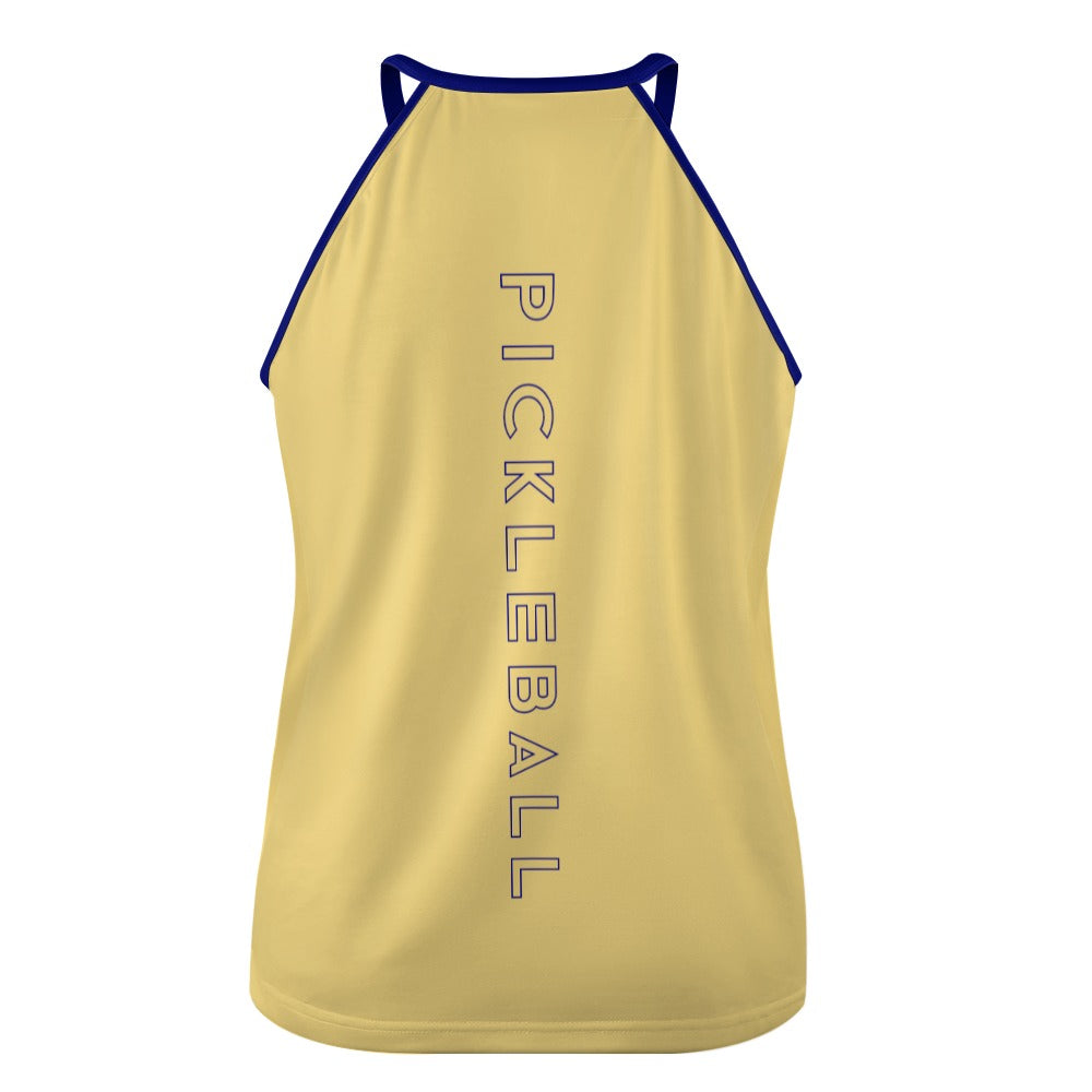 Dizzy Pickle Lesia BYB Racing Stripes Women's Pickleball Sleeveless Crew Neck Vest Yellow