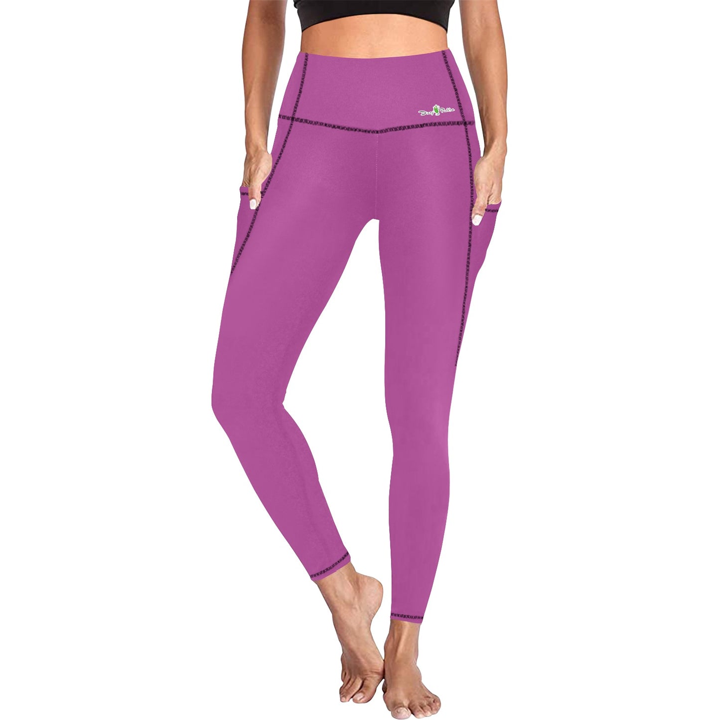 Dizzy Pickle DZY P Classic Magenta Women's Pickleball Performance Leggings (Ankle Length, High-Waisted, & Two Side Pockets)