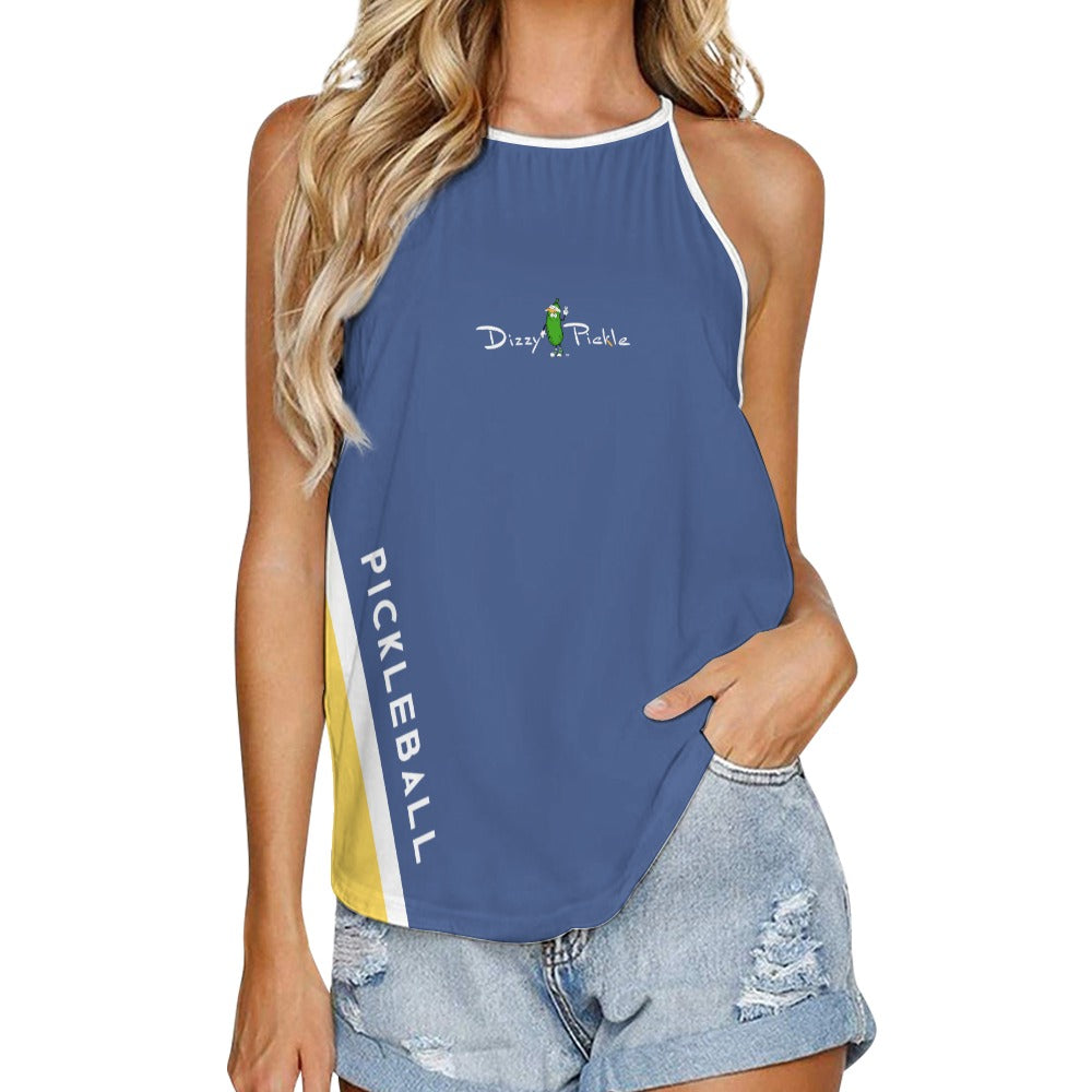 Dizzy Pickle Performance DS Women's Pickleball Sleeveless Crew Neck Vest Pewter Blue Yellow