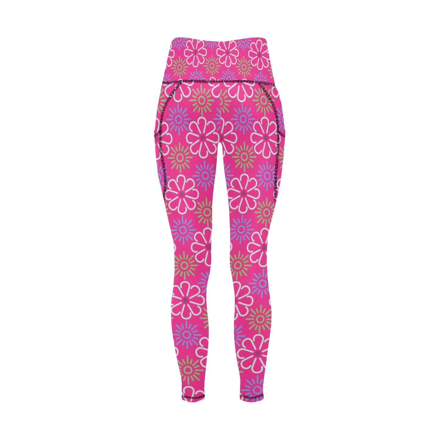 Dizzy Pickle April Pink Women's Pickleball Performance Leggings (Ankle Length, High-Waisted, & Two Side Pockets)