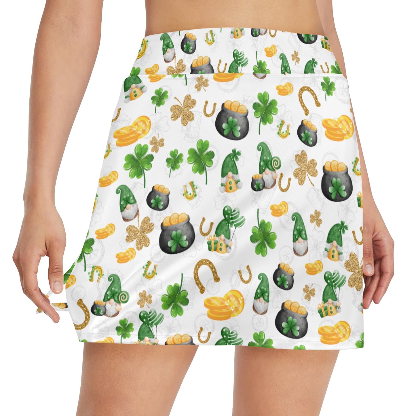 Dizzy Pickle Pot of Gold Women's Pickleball 18" Athletic Skort with Inner Shorts and Two Ball Pockets