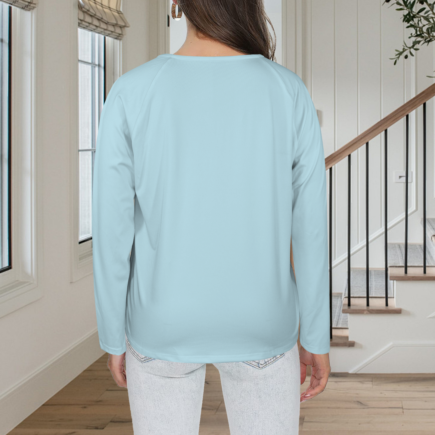 Three Button Long Sleeve Light Blue