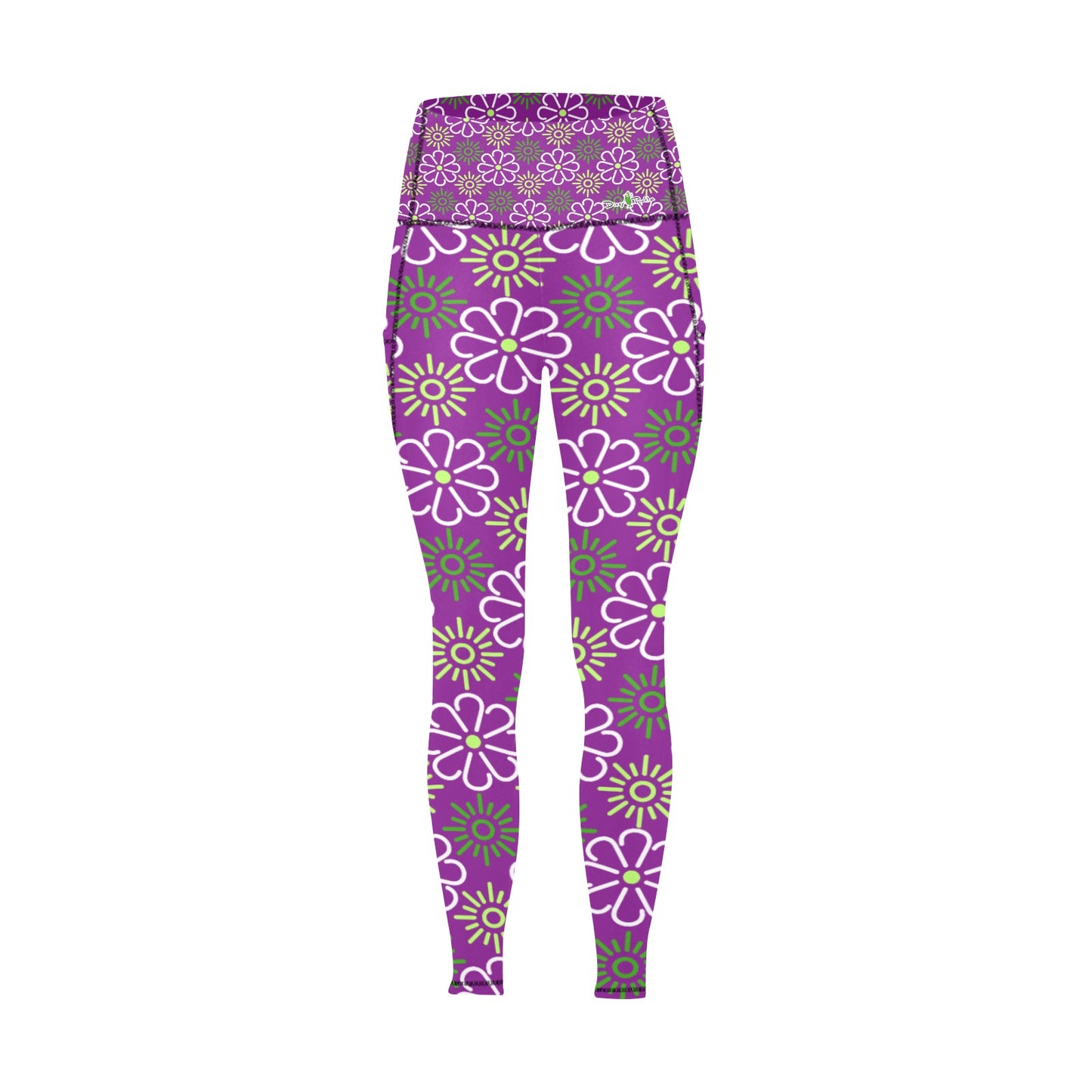 Dizzy Pickle April Purple Women's Pickleball Performance Leggings (Ankle Length, High-Waisted, & Two Side Pockets)