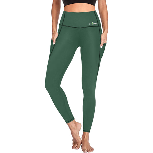 Dizzy Pickle DZY P Classic Pine Green Women's Pickleball Performance Leggings (Ankle Length, High-Waisted, & Two Side Pockets)