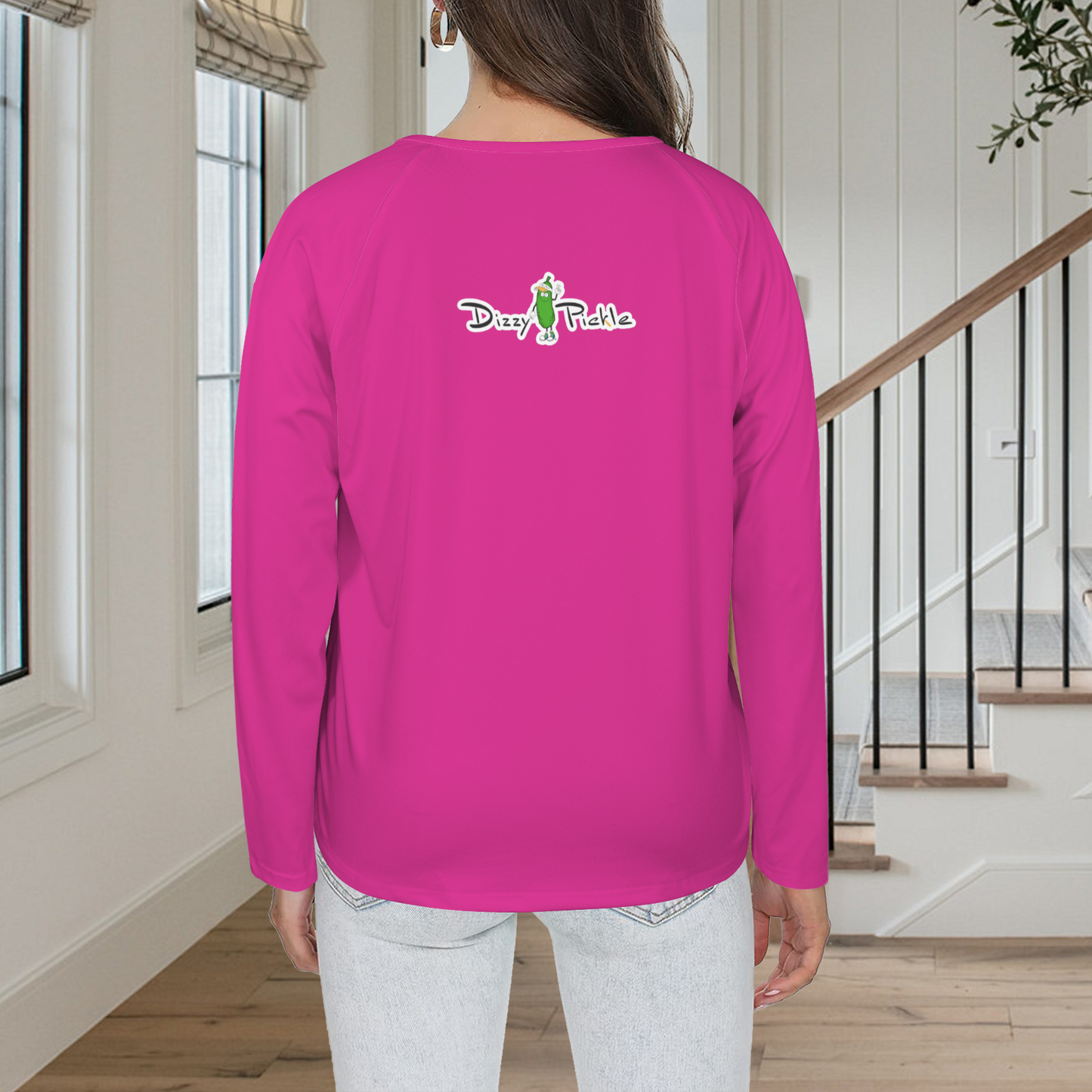 Three Button Long Sleeve Raspberry