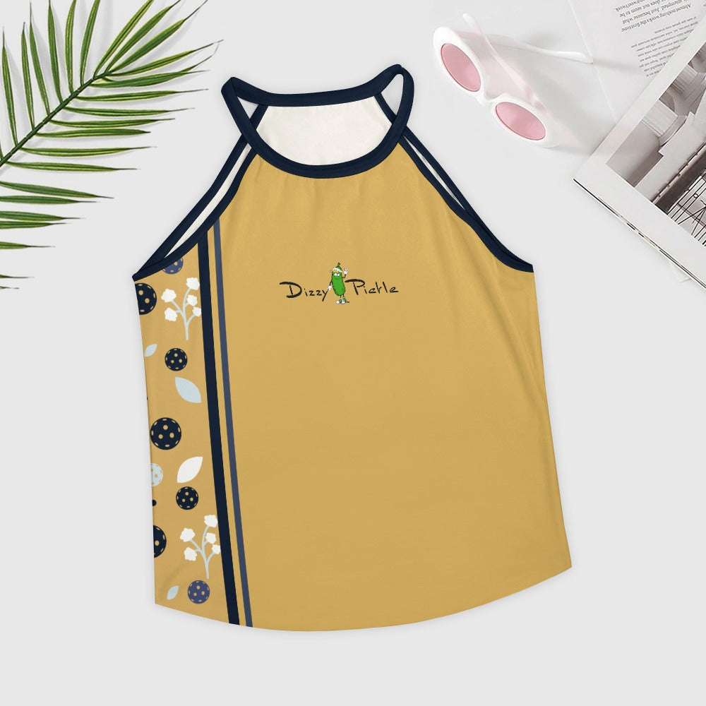 Dizzy Pickle Lesley Gold Women's Pickleball Sleeveless Crew Neck Vest Tank Top