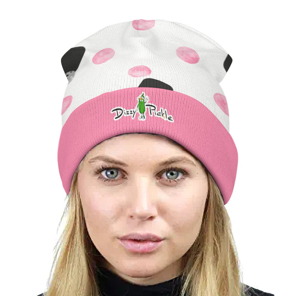 Dizzy Pickle Page Mini Paddles_Polka Dots White One-Size Knitted Beanie